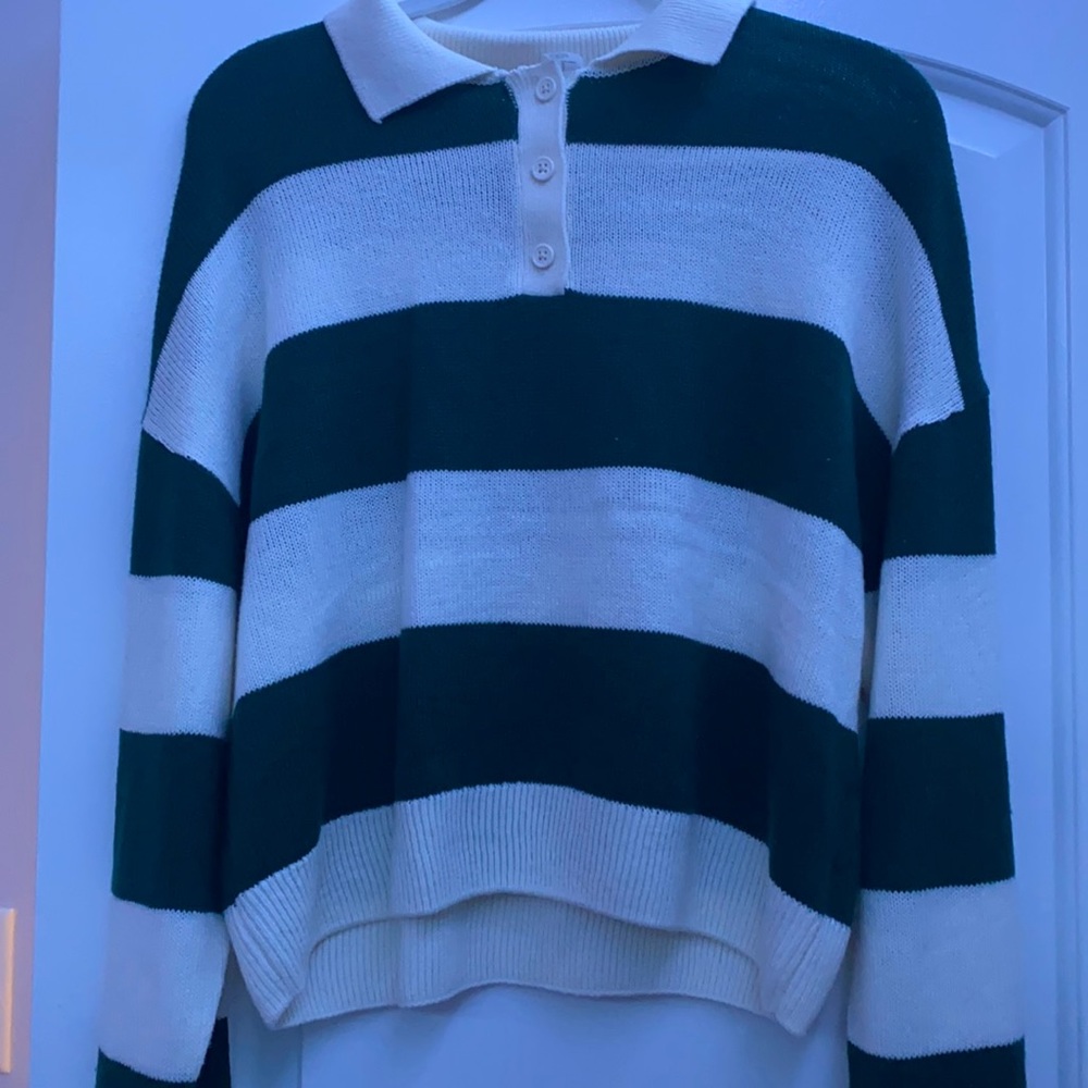 H&M Green Stripped Collared Shirt
